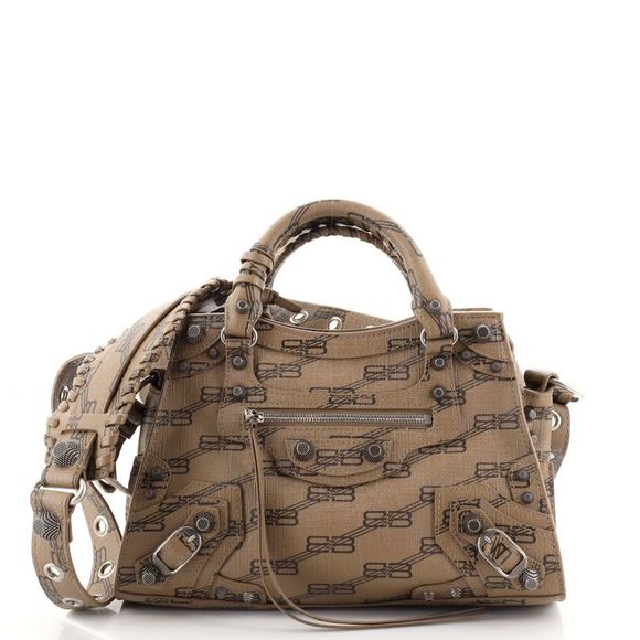 Balenciaga Handbags - Balenciaga Neo Cagole City Bag BB Monogram Coated Canvas XS Brown